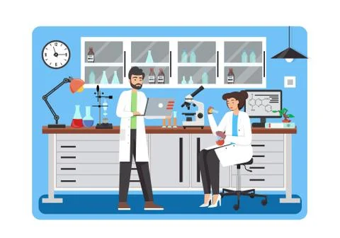 Science lab, vector flat style design illustration イラスト素材