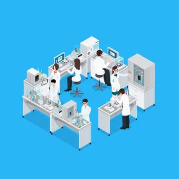Science Lab Workplace Composition Stock Illustration