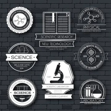 Science label template set. Emblem element for your product or design, web and Stock Illustration
