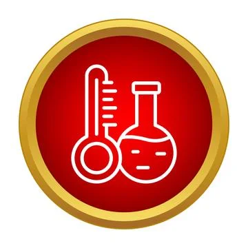 Science laboratory analyzing chemicals thermometer flask icon Stock Illustration