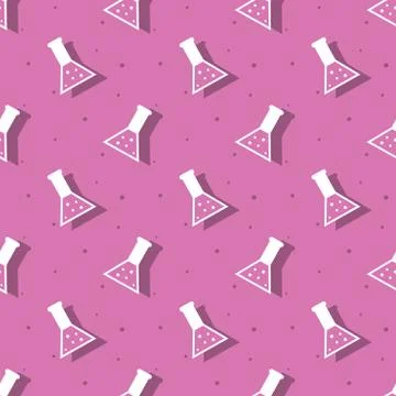 Science Laboratory Conical Flask Seamless Pattern Stock Illustration