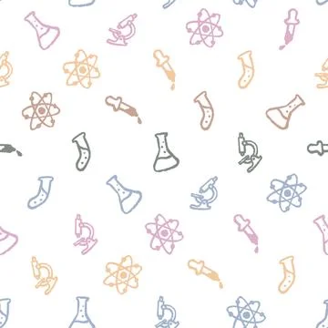 Science Laboratory Elements Seamless Pattern. Vector seamless pattern illus.. Stock Illustration