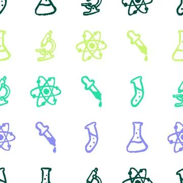 Science Laboratory Equipment Seamless Pattern. Vector seamless pattern illu.. Stock Illustration
