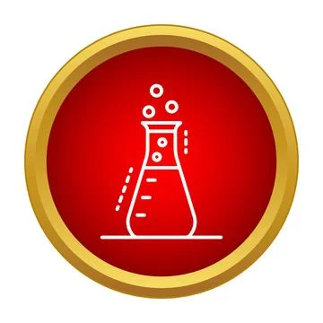 Science laboratory flask bubbling liquid experiment icon Stock Illustration