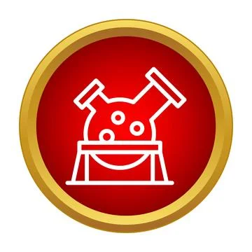 Science laboratory flask experiment icon on button Stock Illustration