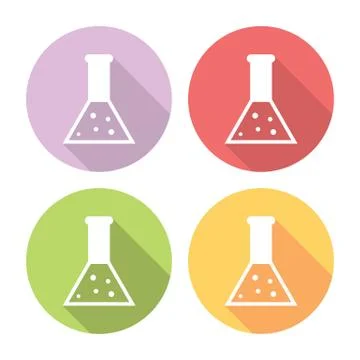 Science Laboratory Flask Flat Icons Set Illustrazione stock
