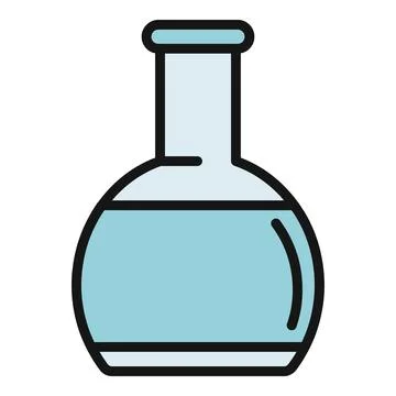Science laboratory flask holding blue liquid icon Stock Illustration