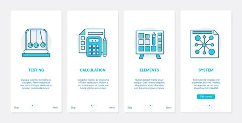 Science laboratory plan experiment, UX, UI onboarding mobile app page screen set Stock Illustration