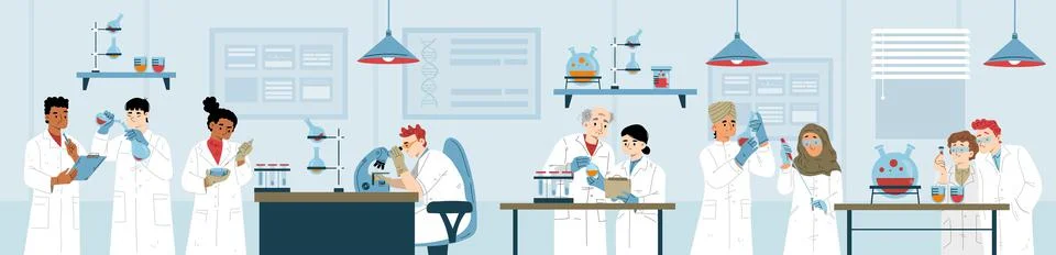 Science laboratory research and development work Stock Illustration