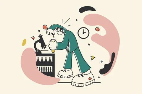 Science Laboratory Retro Illustration Stock Illustration