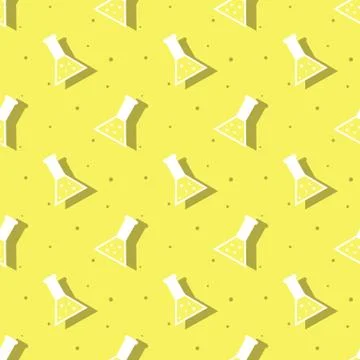 Science Laboratory Test Conical Flask Seamless Pattern Stock Illustration