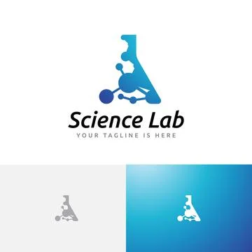 Science Laboratory Tube Atom Molecule Chemistry Research Logo Stock Illustration