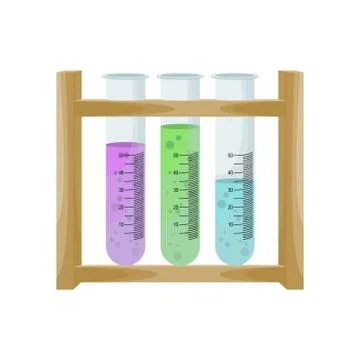 Science laboratory tubes holder with test substances. vector illustration Stockillustratie