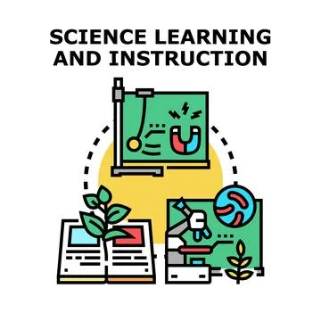 Science learning and instruction studying various educational fields Stock Illustration