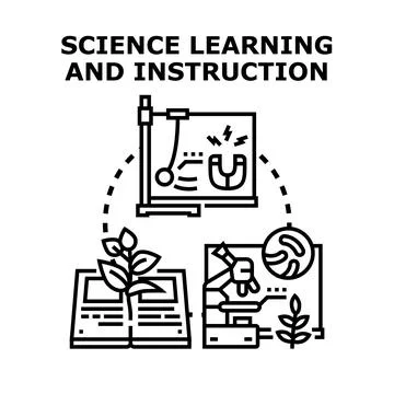 Science learning and instruction studying various educational fields Stock Illustration