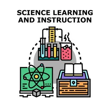 Science learning instruction process with educational tools Stockillustratie