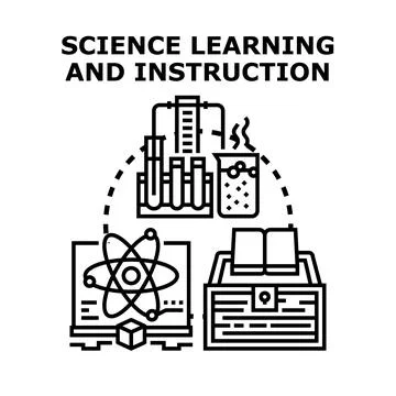 Science learning instruction process with educational tools Stock Illustration
