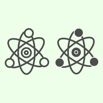 Science line and solid icon. Atom, electron symbol outline style pictogram on Stockillustratie