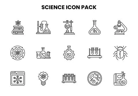 Science Line Bundle Icons Pack Stock Illustration