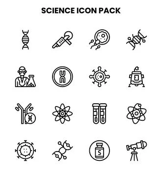 Science Line Bundle Icons Pack Stock Illustration