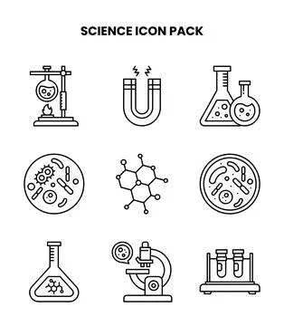 Science Line Design Icons Pack Stock Illustration
