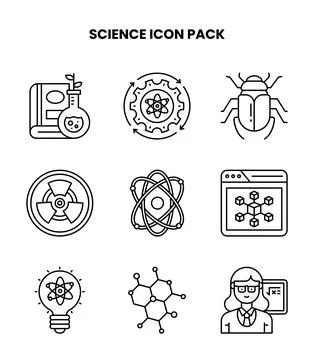 Science Line Design Icons Pack Stock Illustration