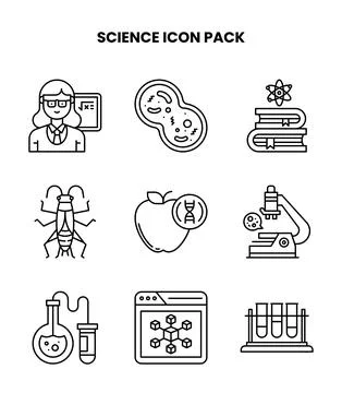 Science Line Graphics Icons Pack Illustrazione stock