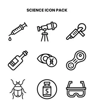 Science Line Graphics Icons Pack Stock Illustration