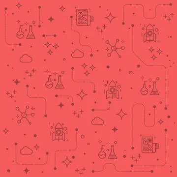 Science line icons background Stock Illustration