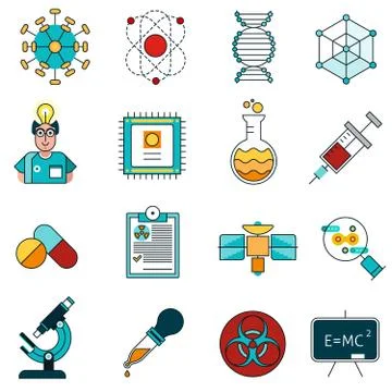 Science Line Icons Set 스톡 일러스트