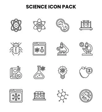 Science Line Set Icons Pack Stock Illustration