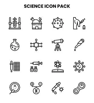 Science Line Set Icons Pack Stock-Illustration