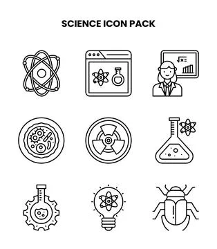 Science Line UI Icons Pack Stock Illustration