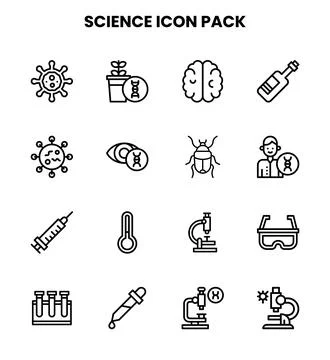 Science Line UI Icons Pack Stock Illustration