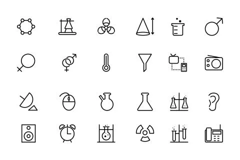 Science Line Vector Icons Collection Stock Illustration