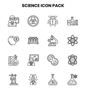 Science Line Vector Icons Pack Stock Illustration