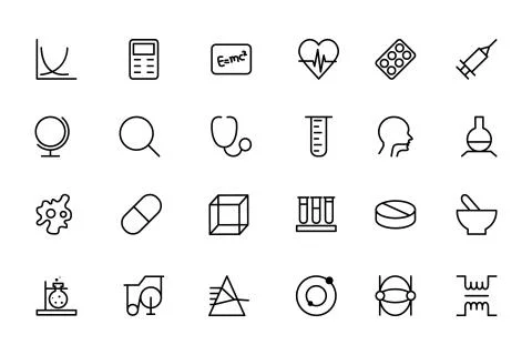 Science Line Vector Icons Set Stock Illustration