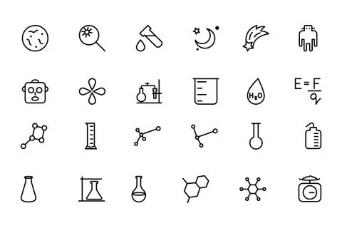 Science Line Vector Set Stock Illustration