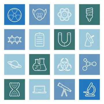 Science lines icons set Stock Illustration