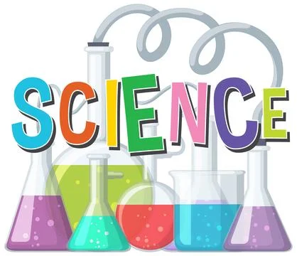 Science Logo Banner with Lab Tools and Equipment Stock Illustration