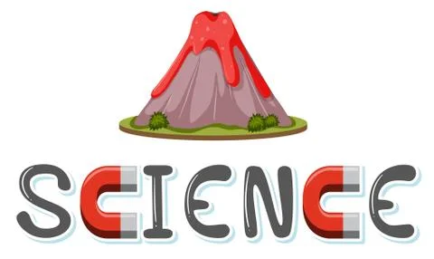 Science logo with volcano erupting model isolated Stock Illustration
