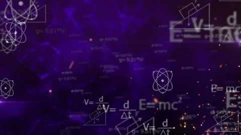 Science Loop with equations in a 3D animation Stock Footage 241612933