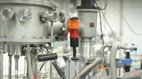Science Machines with Red Light Stock Footage 147106335