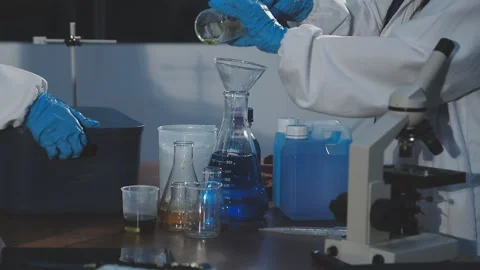 Science medical lab equipments with microscope for background Stock Footage 310538768