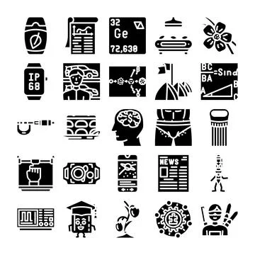 Science, medicine, technology, education grid icons 库存插图