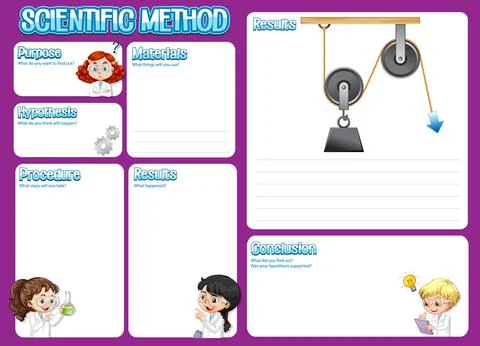 The science method worksheet for children Stock Illustration