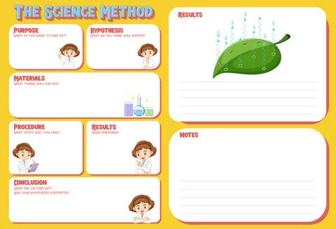 The science method worksheet for children Stock Illustration