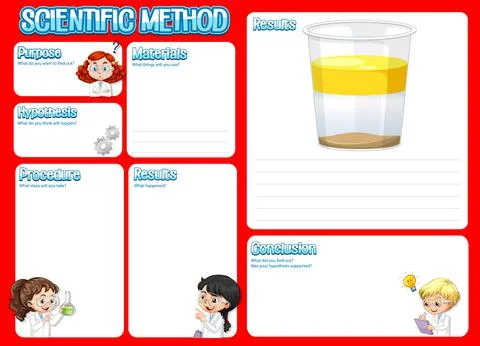 The science method worksheet for children Stock Illustration