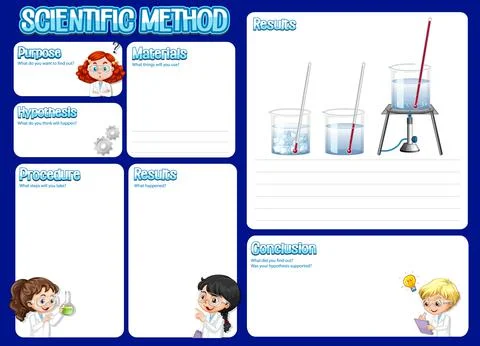 The science method worksheet for children Stock Illustration
