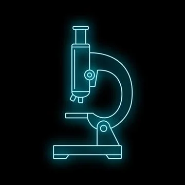 Science microscope neon glow researching biology medicine Stock Illustration